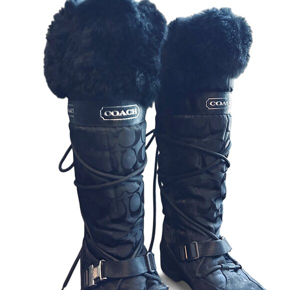 Coach ‘Solaris’ Monogram Fur Trim Snow Boot - Picture 5 of 11